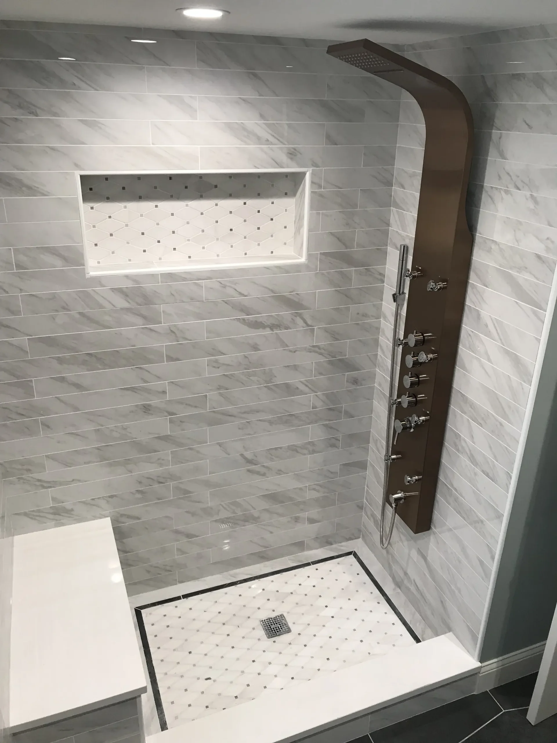 contemporary bathroom remodel chicago with glass shower